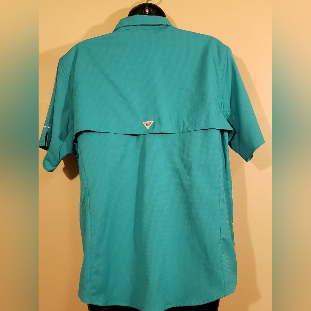 Columbia PFG Tamiami II Short Sleeve Fishing Shirt Womens XL Teal Vented - Picture 4 of 6